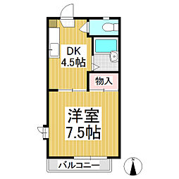 レーベン吉田 1DKの間取図画像