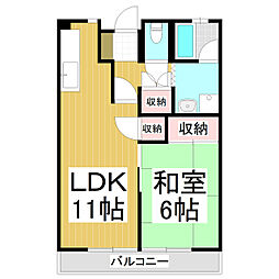 ハイツ柳町 1LDKの間取図画像