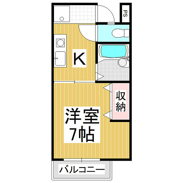 グローリーハイツ　A・Ｂ棟 A103｜長野県松本市桐1丁目(賃貸アパート1K・1階・24.79㎡)の写真 その2