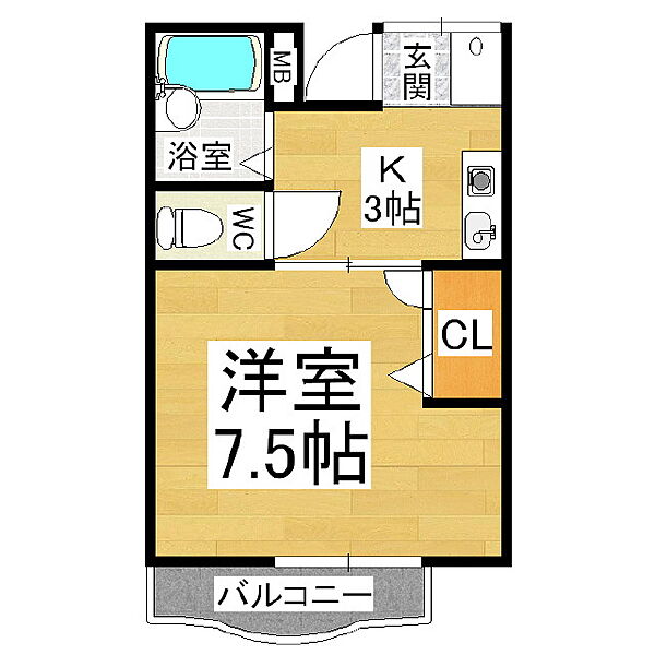 グローリーハイツ　A・Ｂ棟 B103｜長野県松本市桐1丁目(賃貸アパート1K・1階・24.79㎡)の写真 その2