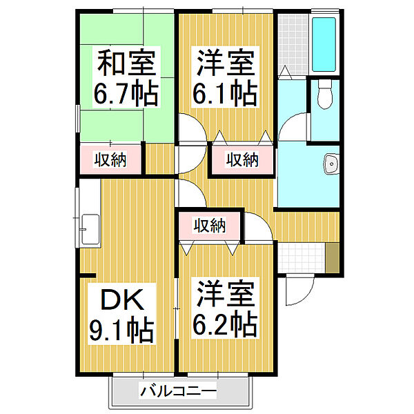 ピエス中條 ｜長野県松本市沢村3丁目(賃貸アパート3DK・1階・68.72㎡)の写真 その2