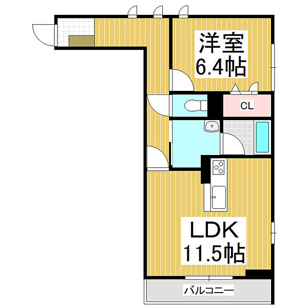 レジデンス桐 ｜長野県松本市桐1丁目(賃貸アパート1LDK・2階・49.93㎡)の写真 その2