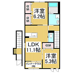 エル・ピソR 2階2LDKの間取り