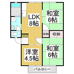 サンシティEPOCH　B棟 2階3LDKの間取り