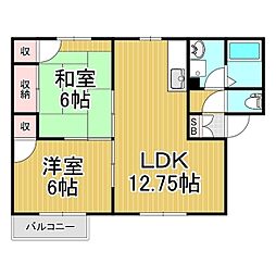 フレグランスパール 2LDKの間取図画像