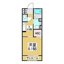 Willow Meadow 1Kの間取図画像