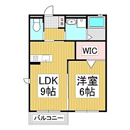 ドエル村井町南A棟 1LDKの間取図画像