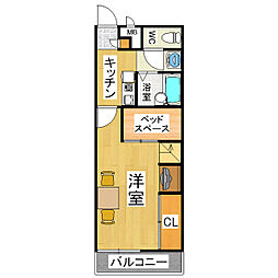 レオパレスすずらん 1Kの間取図画像