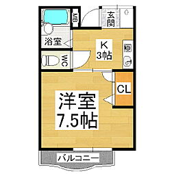 グローリーハイツA 1Kの間取図画像