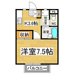 ルーベル高橋 1Kの間取図画像