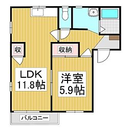 ドミールのぞみB 1LDKの間取図画像
