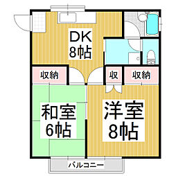 リビエル 2DKの間取図画像