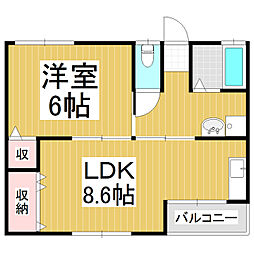ニュー穂高荘 1LDKの間取図画像