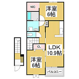 フレスクーラ蟻ヶ崎2 2LDKの間取図画像