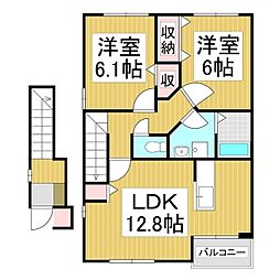 ビラ・Raffine 2LDKの間取図画像