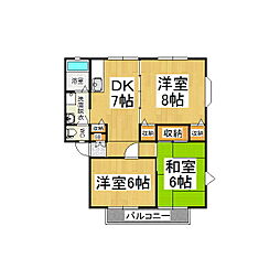 グリーンヒル松原 3DKの間取図画像