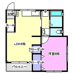塩ノ崎ビル 1LDKの間取図画像