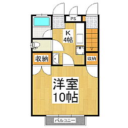CASAマサキF 1Kの間取図画像