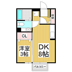 ノワ・ルーナ渚B 1DKの間取図画像