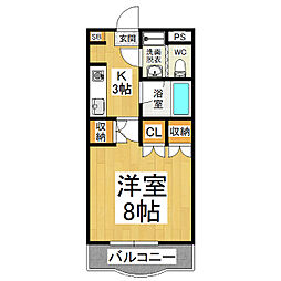ジョイ・コーポ蟻ケ崎 1Kの間取図画像