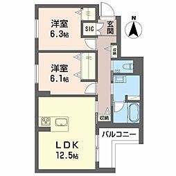 シャーメゾン蟻ケ崎 2LDKの間取図画像