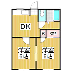 コーポ鈴木A 2DKの間取図画像