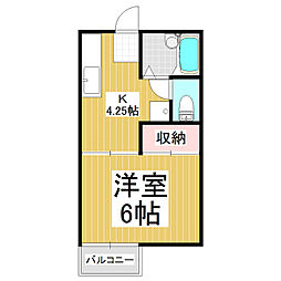 プレンティ友 1Kの間取図画像