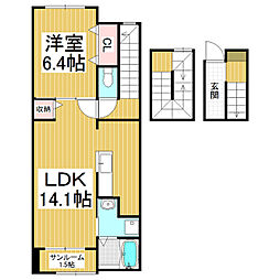 アベニールドゥアルブル 1LDKの間取図画像