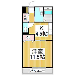 ビュー・クレスト 1Kの間取図画像