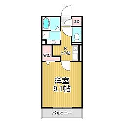 コンフォーティア宮田 B棟 1Kの間取図画像