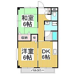 ハーモニーT&S 2DKの間取図画像