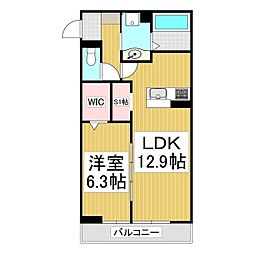GRAND D-ROOM里山辺 1LDKの間取図画像