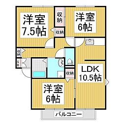 オリージャ寿 3LDKの間取図画像