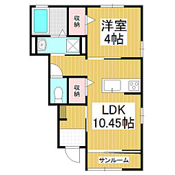 フェリーチェ北大町A 1LDKの間取図画像