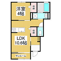 フェリーチェ北大町A 1LDKの間取図画像