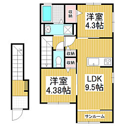 フェリーチェ北大町A 2LDKの間取図画像