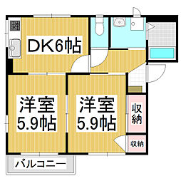 フレグランスさかいB 2DKの間取図画像