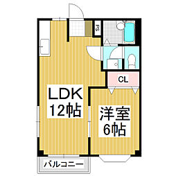 りんごの家B 1LDKの間取図画像