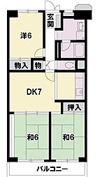 ルネ大津1号棟 11階3DKの間取り