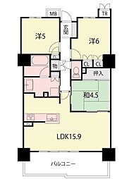 プラウドタワー大津 3LDKの間取図画像