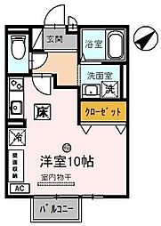 エスポワールTAYA 1階ワンルームの間取り
