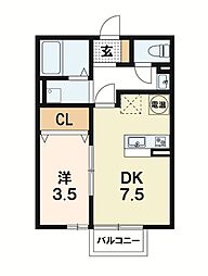 ブーフーウー 1DKの間取図画像