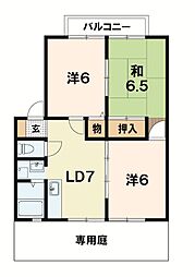 グリーンレイク堅田 3DKの間取図画像