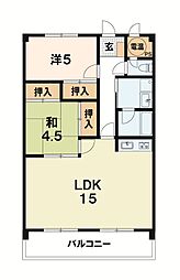 コーポ喜多田 2LDKの間取図画像