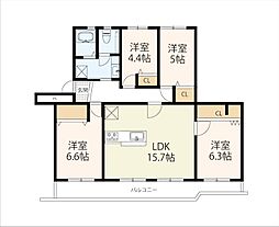膳所ハイツ2号棟 4LDKの間取図画像