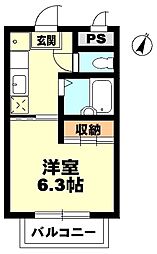 アトム7-ARK 3階1Kの間取り