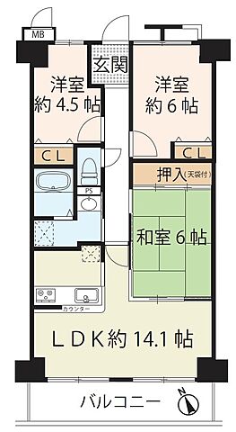 間取り レイクイーストCITY壱番館グレーシィ稲枝I期棟 11階/-