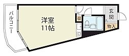 琵琶湖アーバンリゾートIII番館 4階ワンルームの間取り