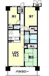 ユニハイム草津ユトリオふれあい館 3LDKの間取図画像