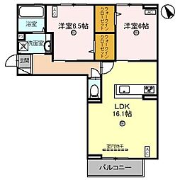 グランコンフォール神ノ川 2LDKの間取図画像